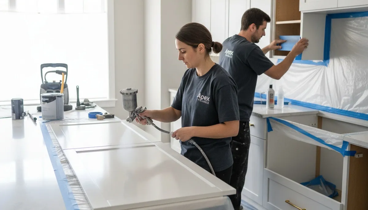 Professional kitchen cabinet painting and refinishing in Newton, MA by expert house painters