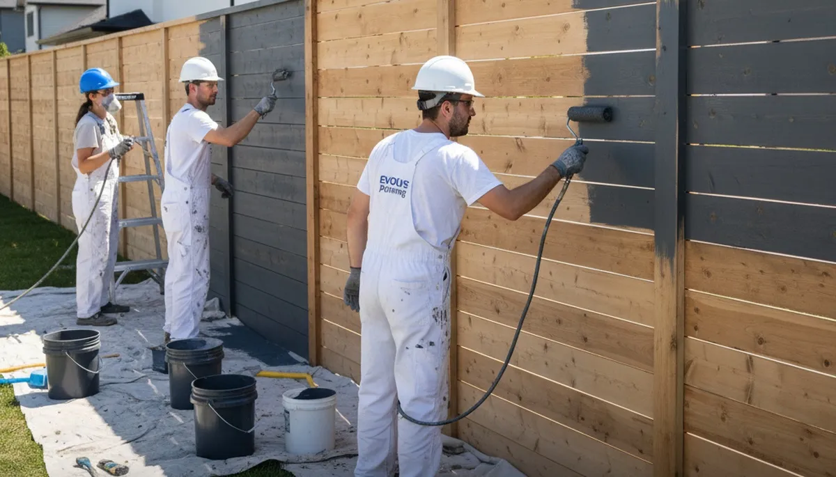 Professional fence painting in Newton, MA by expert exterior house painters for wood protection
